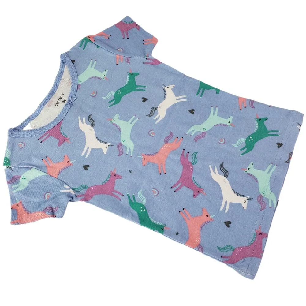 Carter's Toddler and Baby Girls' 4 Piece Cotton Pajama Set (Unicorn T 3)‎ New